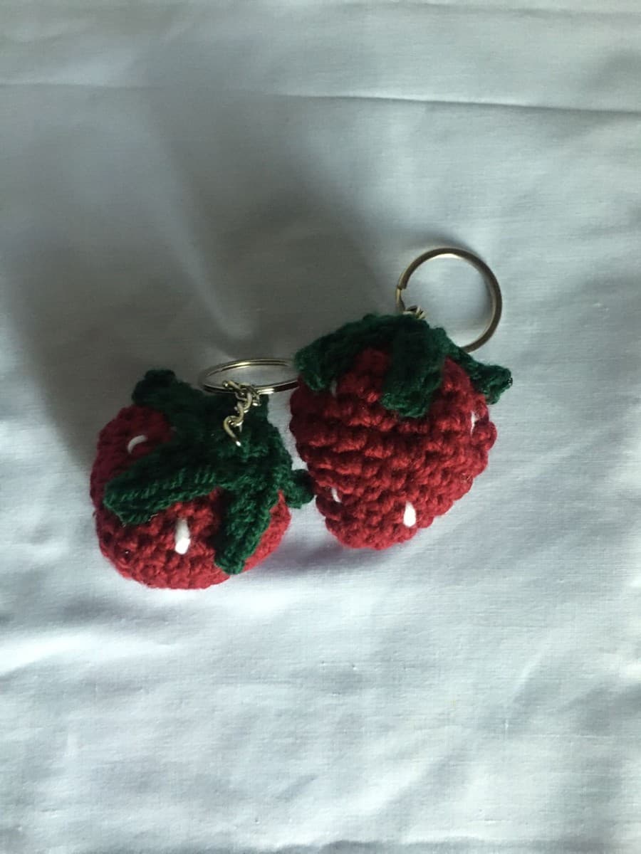 Berry Sweet Crochet Strawberry Keychain
