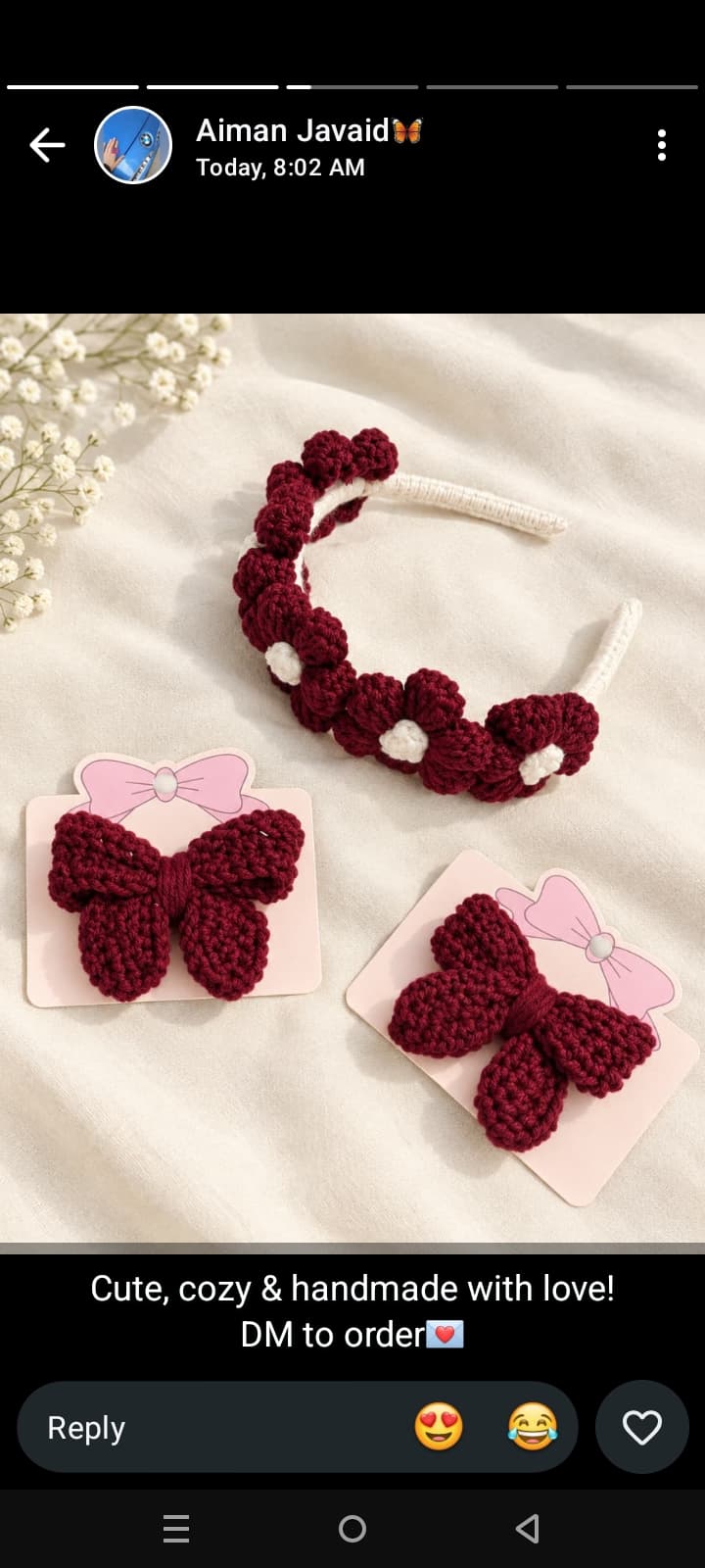 Crochet Hairband & Bow pins Set 🎀