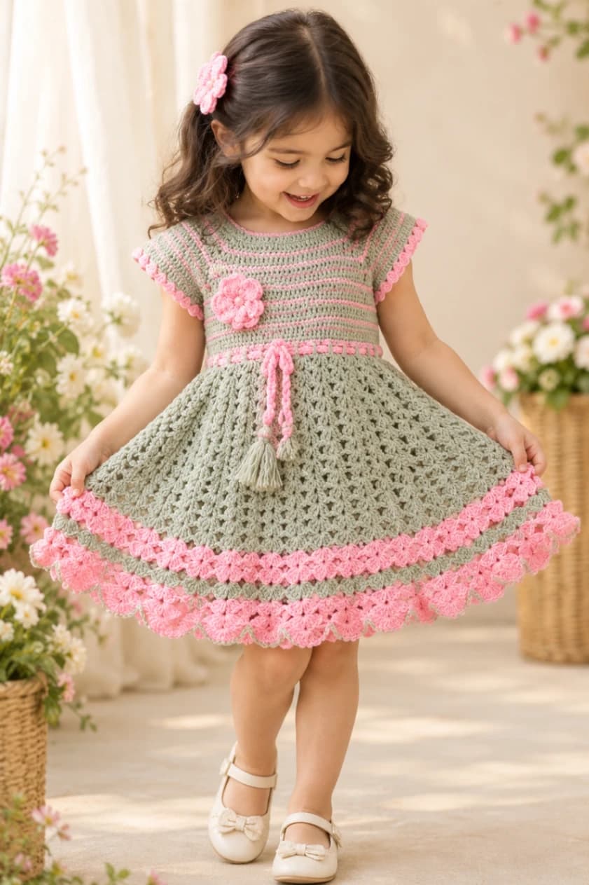 Handmade Crochet Baby Girl Dress