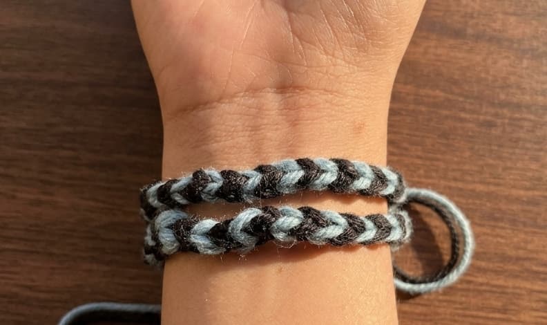 Crocheted multi coloured friendship bracelets